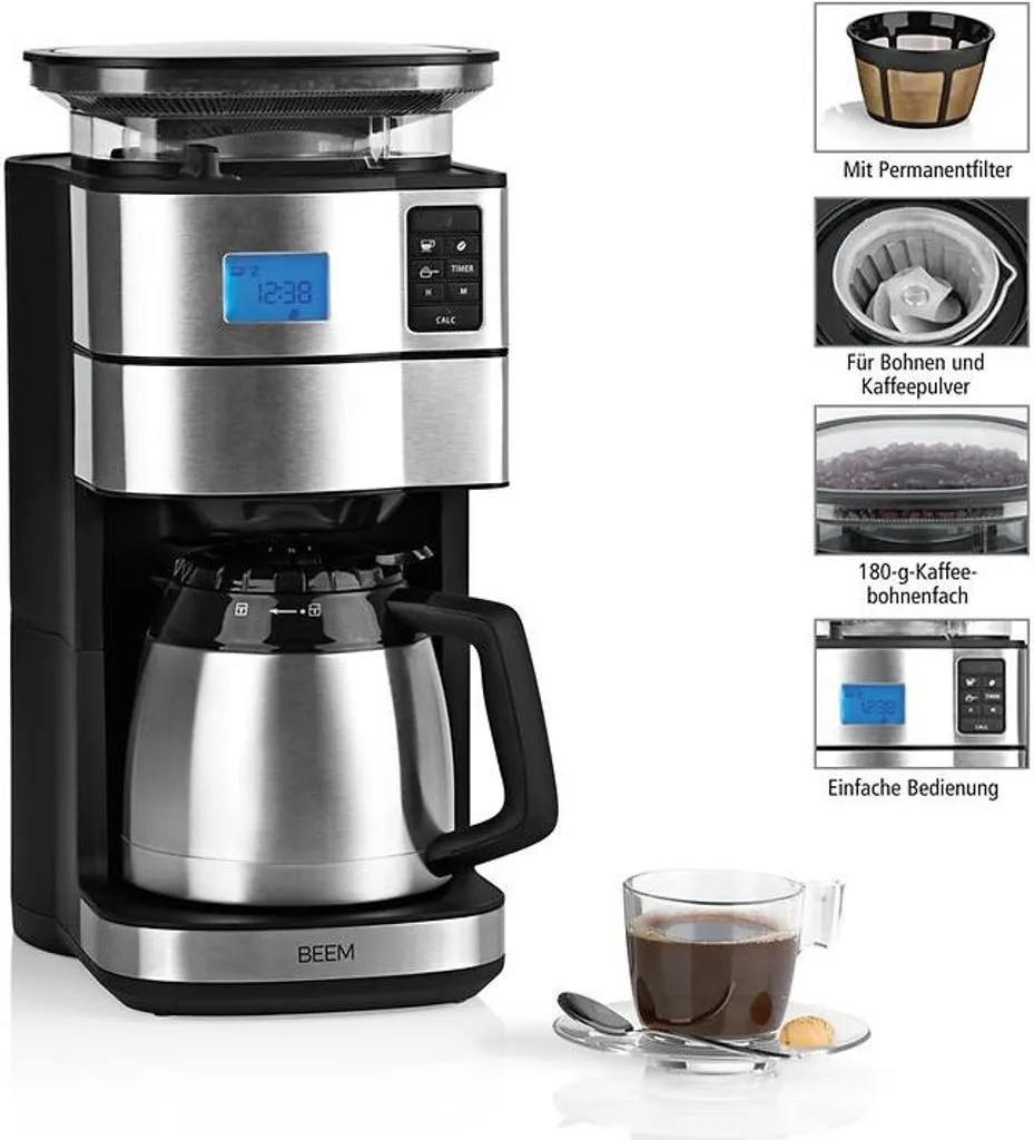 BEEM FRESH-AROMA-PERFECT II Filterkaffeemaschine Mit Mahlwerk - Thermo Kaffeemaschine Filterkaffeemaschine 10 Tassen Timer Thermoskanne Edelstahl 15 BEEM FRESH-AROMA-PERFECT II Filterkaffeemaschine Mit Mahlwerk - Thermo Kaffeemaschine Filterkaffeemaschine 10 Tassen Timer Thermoskanne Edelstahl – Bild 15