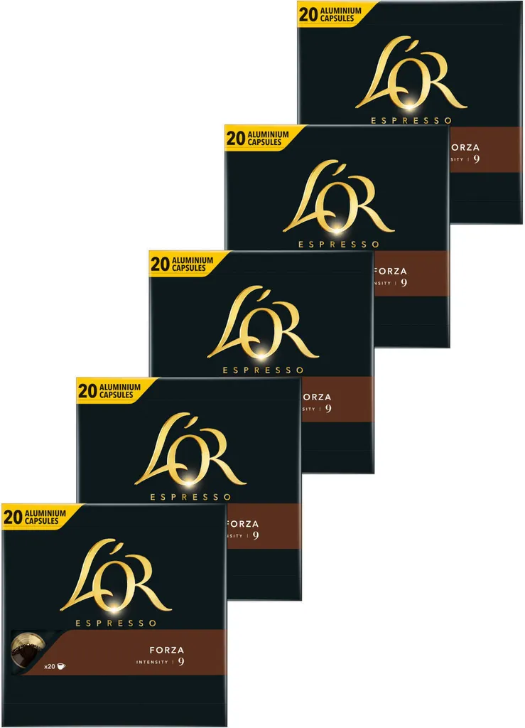 L'OR Kapseln Forza 9 Espresso 5 X 20 Nespresso®* Kompatible Kaffeekapseln 1 L'OR Kapseln Forza 9 Espresso 5 X 20 Nespresso®* Kompatible Kaffeekapseln