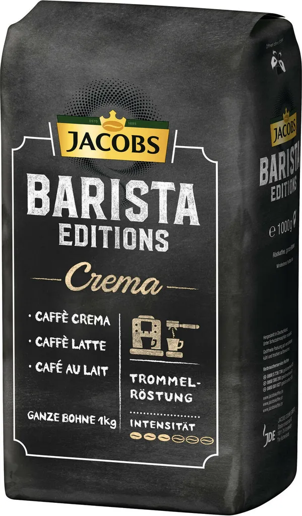 JACOBS Kaffeebohnen Barista Editions Crema 2x1 Kg Ganze Kaffee Bohnen Geröstet 4 JACOBS Kaffeebohnen Barista Editions Crema 2x1 Kg Ganze Kaffee Bohnen Geröstet – Bild 4