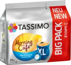 TASSIMO Kapseln Morning Café XL T-Discs Mild & Smooth 5 X 21 - 105 Getränke -De’Longhi Verkaufsgeschäft 17d176d9b0f46e97f23abd4785b10cec