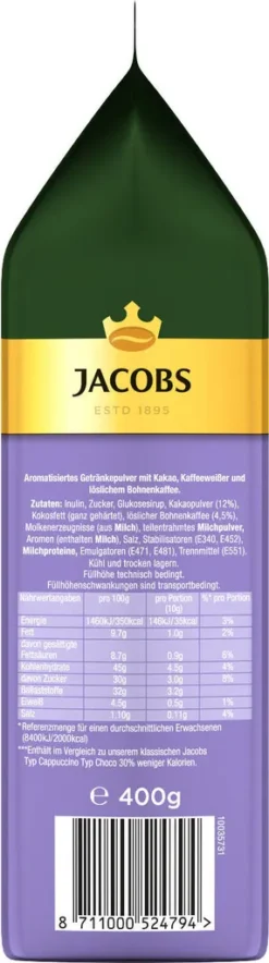 JACOBS Typ Cappuccino Choco So Leicht Mit Milka Geschmack 12 Beutel - 12 X 400g -De’Longhi Verkaufsgeschäft 24a1e3819bda8ebda318a456855ae209