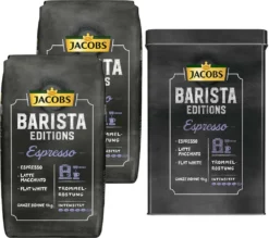 JACOBS Kaffeebohnen Barista Editions Espresso 2x1kg Ganze Bohne + Aluminium Dose Im Barista Design