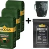 JACOBS Kaffeebohnen Krönung Crema Kräftig 3 Kg Geröstete Ganze Bohnen + 1 Jacobs Barista Becher + 1 Dose