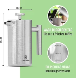 Bjørn Liebdhal French Press Edelstahl Kaffeemaschine Auch Für Camping : 0.6 Liter -De’Longhi Verkaufsgeschäft 410e902588485c968c3991359433ec5f