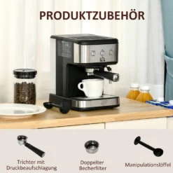 HOMCOM Espressomaschine Kaffeemaschine Aus Edelstahl Siebträgermaschine Mit Milchschäumer 1,5L Wassertank 15 Bar Für Espresso Cappuccino Latte Milchkaffee 850 W 14 HOMCOM Espressomaschine Kaffeemaschine Aus Edelstahl Siebträgermaschine Mit Milchschäumer 1,5L Wassertank 15 Bar Für Espresso Cappuccino Latte Milchkaffee 850 W -De’Longhi Verkaufsgeschäft 41b181ca7b44f920aeb192c159a74e08