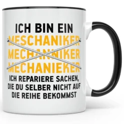 Lustige Tasse Automechaniker KFZ Mechaniker Geschenk Mechatroniker Werkstatt Tasse (Schwarz)