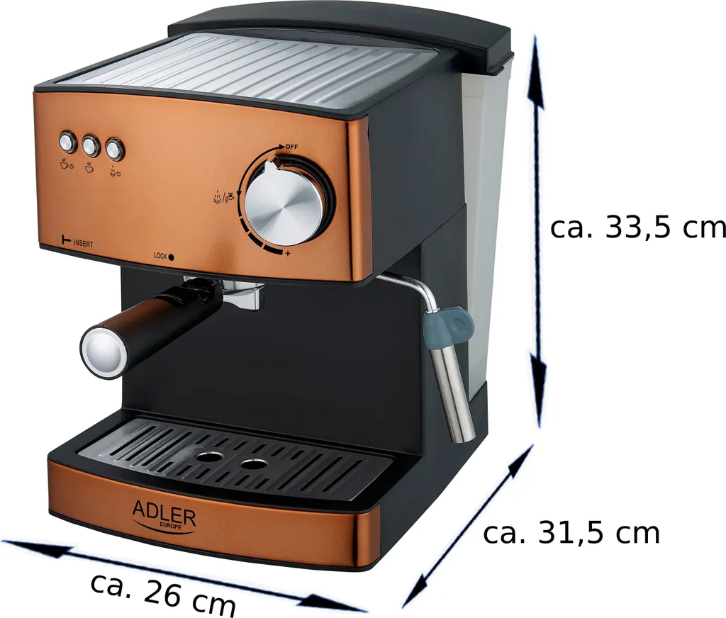 Adler Espressomaschine | Kaffeemaschine | Milchaufschäumer | Cappuccinomaschine | Siebträger Espressomaschine | Elektrische Espressomaschine | Bronze Design | 1,6L Wassertank | 850 Watt |15 Bar | 10 Adler Espressomaschine | Kaffeemaschine | Milchaufschäumer | Cappuccinomaschine | Siebträger Espressomaschine | Elektrische Espressomaschine | Bronze Design | 1,6L Wassertank | 850 Watt |15 Bar | – Bild 10