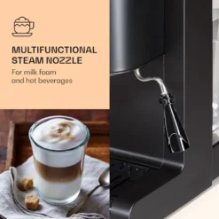 Klarstein Passionata 20 - Espressomaschine, Espresso-Automat, Kaffee-Maschine, 1350 Watt, 1,25 Liter, Automatischer Druckablass, Inkl. Milchschaum Düse Für Zubereitung Von Cappuccino, Schwarz -De’Longhi Verkaufsgeschäft 49f8e8cf8820b4bf08b4622b95477f4c