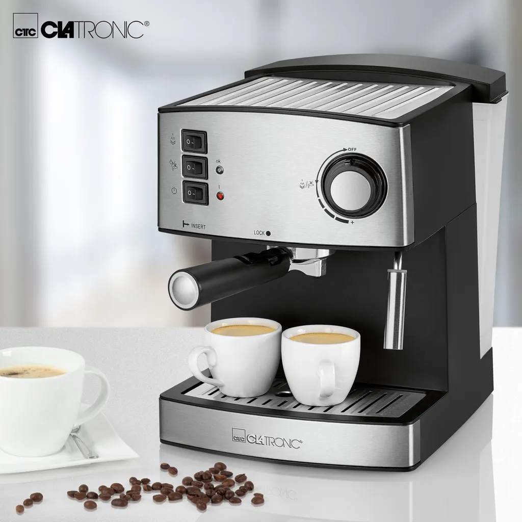 Clatronic ES 3643 Espresso- Und Cappuccino-Automat, 15 Bar Pumpdruck, Tassenvorwärmfunktion, Mit Aufschäum- Und Heißwasserfunktion 5 Clatronic ES 3643 Espresso- Und Cappuccino-Automat, 15 Bar Pumpdruck, Tassenvorwärmfunktion, Mit Aufschäum- Und Heißwasserfunktion – Bild 5