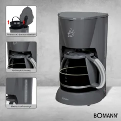 BOMANN Kaffeeautomat KA 183 CB Grau Filter Kaffeemaschine 12–14 Tassen 900W -De’Longhi Verkaufsgeschäft 54fdb61903182bcd7613a99ecdd080a7