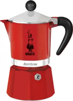 Bialetti Rainbow, Italienische Espresso-Kaffeemaschine, Aluminium, 3 Tassen, Rot -De’Longhi Verkaufsgeschäft 6455f031ecd3314a43ae653d5e703f0f
