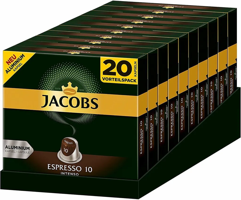 JACOBS Espresso 10 Intenso 200 Nespresso®* Kompatible Kaffeekapseln 1 JACOBS Espresso 10 Intenso 200 Nespresso®* Kompatible Kaffeekapseln