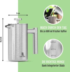 Bjørn Liebdhal French Press Edelstahl Kaffeemaschine Auch Für Camping : 0.6 Liter -De’Longhi Verkaufsgeschäft 68397e6f8d361b66a7e54b91bea8ea2f