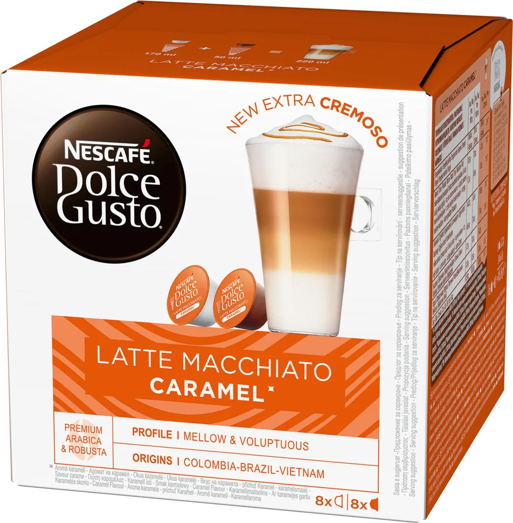 Nescafé® Nescafé Dolce Gusto Caramel Latte Macchiato, Karamell, Kapseln, Kaffeekapsel, Café, Coffee, Kaffee, 16 Kapseln (8 Portionen) 1 Nescafé® Nescafé Dolce Gusto Caramel Latte Macchiato, Karamell, Kapseln, Kaffeekapsel, Café, Coffee, Kaffee, 16 Kapseln (8 Portionen)