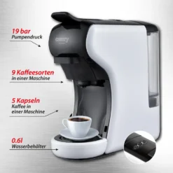 Adler Camry CR 4414 Multi-Espressomaschine Mit 5 Kapselkaffeeeinsätzen 19 Bar Pumpendruck 12 Adler Camry CR 4414 Multi-Espressomaschine Mit 5 Kapselkaffeeeinsätzen 19 Bar Pumpendruck -De’Longhi Verkaufsgeschäft 79c5b52b79b45a2d92a76527817a659e