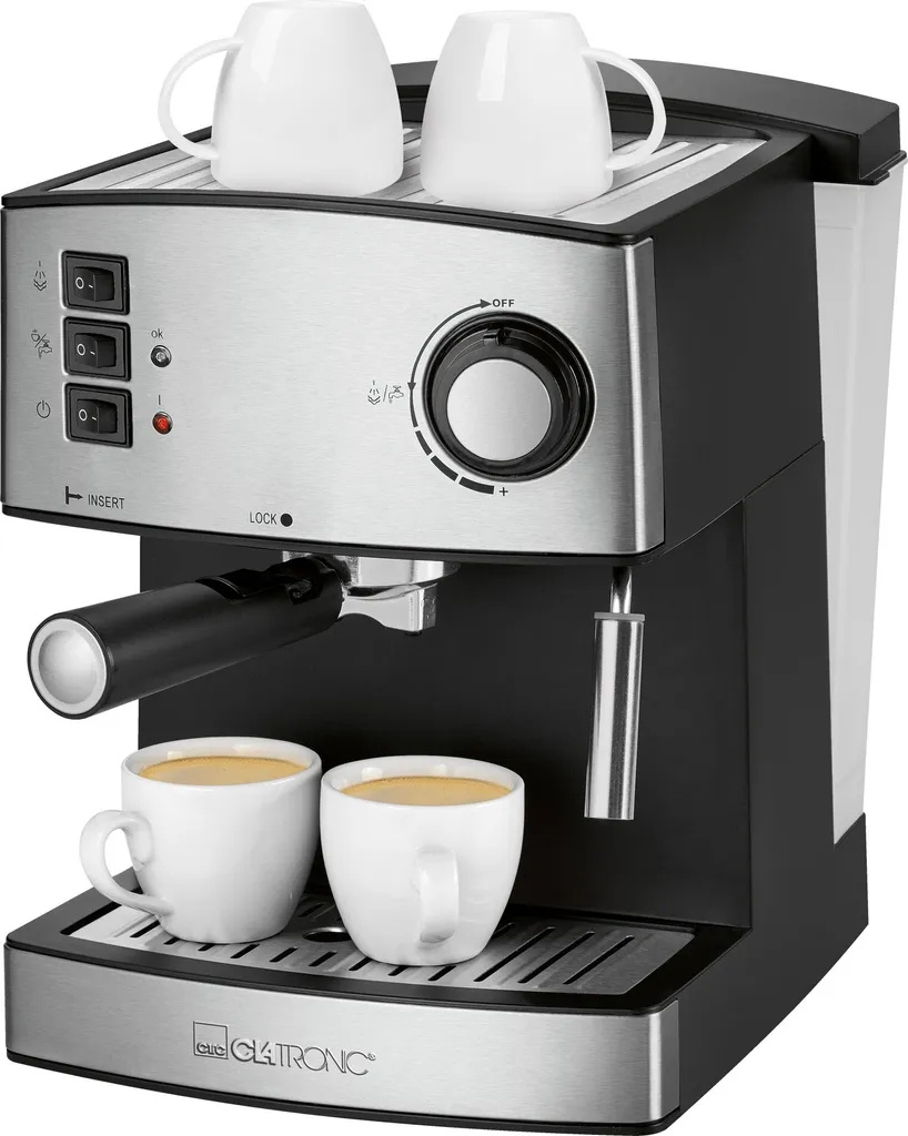 Clatronic ES 3643 Espresso- Und Cappuccino-Automat, 15 Bar Pumpdruck, Tassenvorwärmfunktion, Mit Aufschäum- Und Heißwasserfunktion 3 Clatronic ES 3643 Espresso- Und Cappuccino-Automat, 15 Bar Pumpdruck, Tassenvorwärmfunktion, Mit Aufschäum- Und Heißwasserfunktion – Bild 3