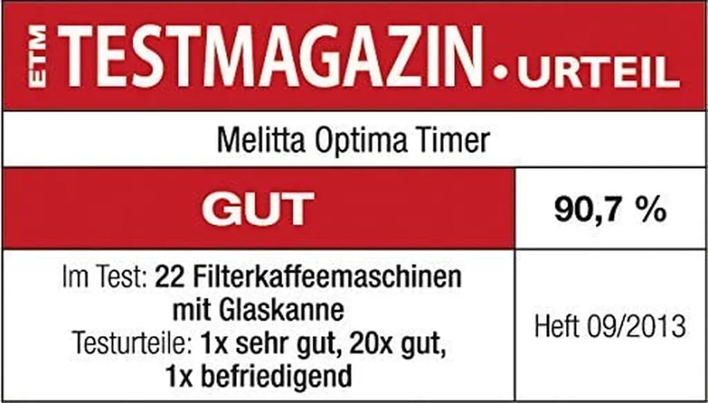 Melitta Optima Timer 100801 Bk, Filterkaffeemaschine Mit Glaskanne Und Timer-Funktion, Abnehmbarer Wassertank, Schwarz 8 Melitta Optima Timer 100801 Bk, Filterkaffeemaschine Mit Glaskanne Und Timer-Funktion, Abnehmbarer Wassertank, Schwarz – Bild 8