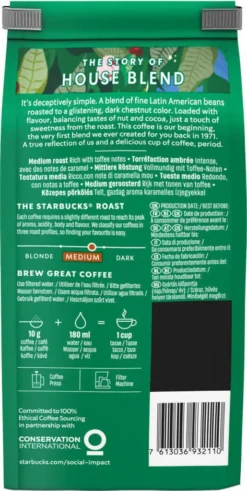 Starbucks House Blend Medium Roast Gemahlener Filterkaffee 200g -De’Longhi Verkaufsgeschäft 851c3120939bf3c6e47f3d358eb811fb