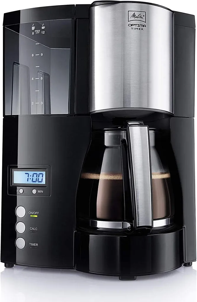 Melitta Optima Timer 100801 Bk, Filterkaffeemaschine Mit Glaskanne Und Timer-Funktion, Abnehmbarer Wassertank, Schwarz 1 Melitta Optima Timer 100801 Bk, Filterkaffeemaschine Mit Glaskanne Und Timer-Funktion, Abnehmbarer Wassertank, Schwarz