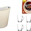 Senseo Cappuccino Baileys 8 Pads Für Geeignet Senseo Und Weitere Kaffeemaschinen Aktion+ 6 Kaffeebecher Mit Henkel Plus Wäschekorbaktion Rattan-Design 27 Liter Senseo Kaffeepads