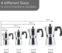 Milu Espressokocher (No Induktion) | 2, 3, 6, 9 Tassen | Aluminium Mokkakanne, Espressokanne, Espresso Maker Set Inkl. Untersetzer, Löffel, Bürste (Aluminium, 4 Tassen (300ml) 9 Milu Espressokocher (No Induktion) | 2, 3, 6, 9 Tassen | Aluminium Mokkakanne, Espressokanne, Espresso Maker Set Inkl. Untersetzer, Löffel, Bürste (Aluminium, 4 Tassen (300ml) -De’Longhi Verkaufsgeschäft 91cc39cf1162f80cd1de3c9e0f0f9b0a