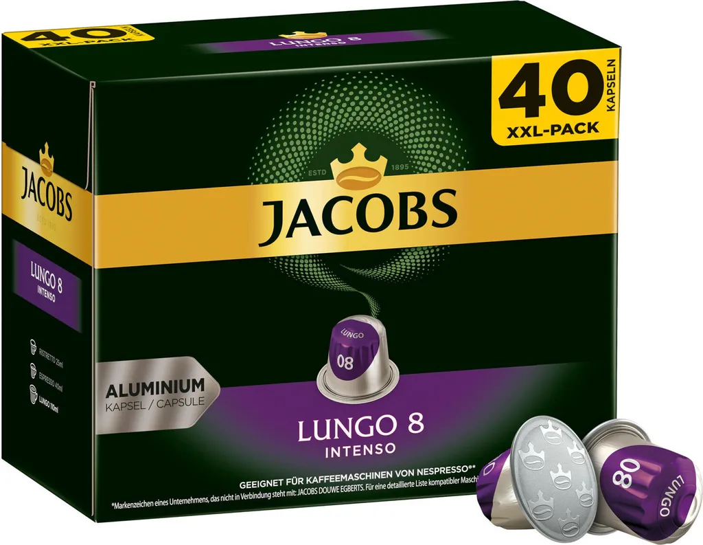 Jacobs Lungo 8 Intenso XXL-Pack | 40 Nespresso® Komp. Kapseln 2 Jacobs Lungo 8 Intenso XXL-Pack | 40 Nespresso® Komp. Kapseln – Bild 2