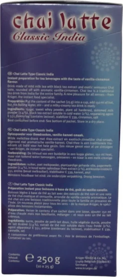 Krüger You Chai Latte Typ Vanille-Zimt Classic India Extra Cremig | 10 Portionen -De’Longhi Verkaufsgeschäft 9f1509446e045314aaed104f4856f7e8