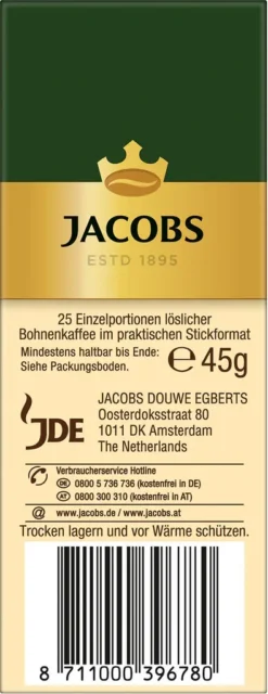 JACOBS Typ Cafe Crema Löslicher Kaffee 12 X 25 Sticks -De’Longhi Verkaufsgeschäft 9f5cdfef962f5f02556217479788c3c5
