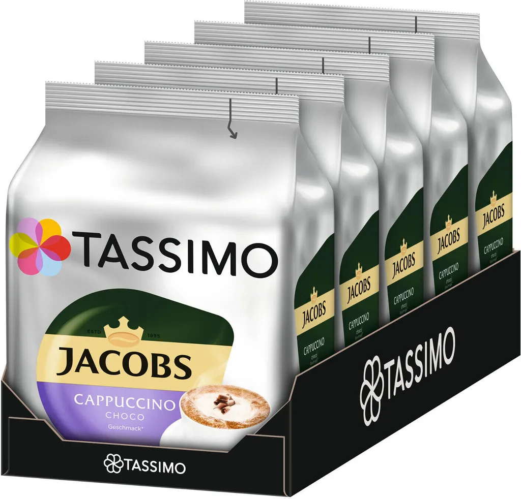 Tassimo Jacobs Cappuccino Choco 5er Pack, 40 Getränke, 5 X 8 T-Discs 1 Tassimo Jacobs Cappuccino Choco 5er Pack, 40 Getränke, 5 X 8 T-Discs