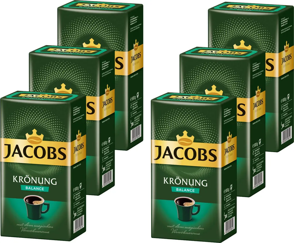 JACOBS Filterkaffee Krönung Balance 6 X 500g Pulver-Kaffee Gemahlen Röstkaffee 1 JACOBS Filterkaffee Krönung Balance 6 X 500g Pulver-Kaffee Gemahlen Röstkaffee