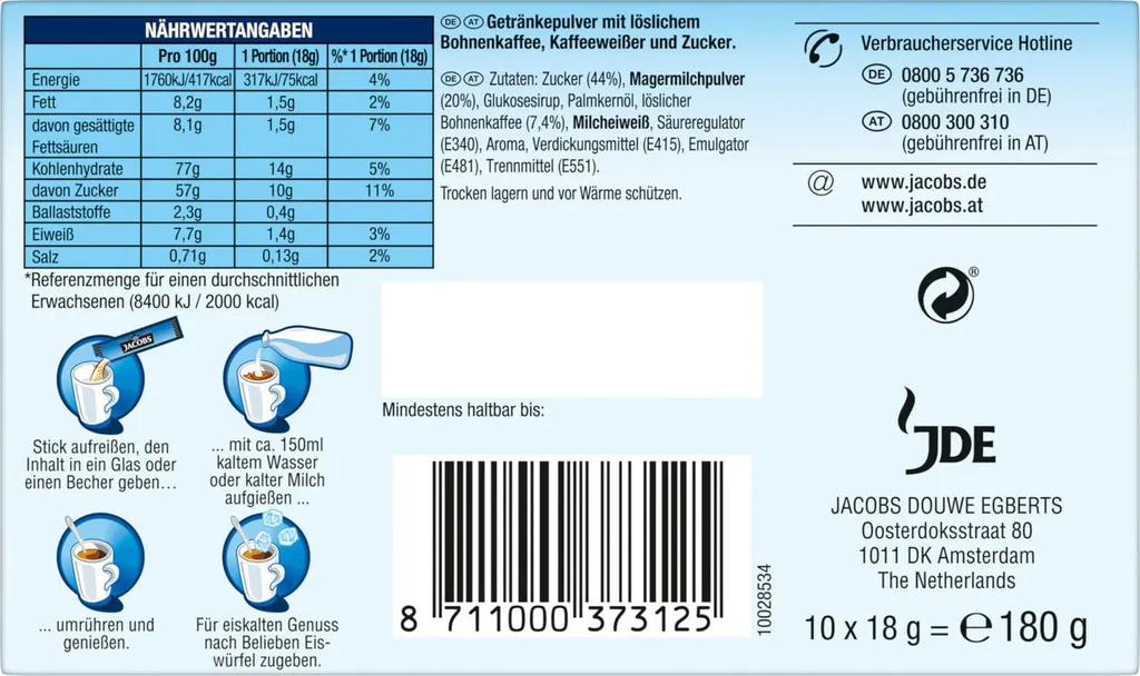 JACOBS Löskaffee 3in1 Typ Ice Coffee Löslicher Kaffee 12 X 10 Getränke Sticks 5 JACOBS Löskaffee 3in1 Typ Ice Coffee Löslicher Kaffee 12 X 10 Getränke Sticks – Bild 5