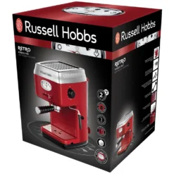 Russell Hobbs Espressomaschine Retro Rot Siebträger (15 Bar, 2 Tassen-Einsätze, 1,1l Abnehmbarer Wassertank, Dampf-Milchschaumdüse, Portionierlöffel Mit Tamper) Kaffeemaschine -De’Longhi Verkaufsgeschäft b6b7f4fd631846f50ff479e82660ef25