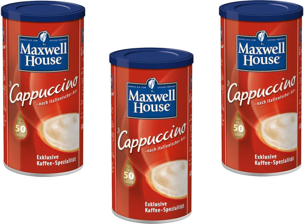 MAXWELL HOUSE Typ Cappuccino Löslicher Kaffee 3 X 500 G Instantkaffee 1 MAXWELL HOUSE Typ Cappuccino Löslicher Kaffee 3 X 500 G Instantkaffee