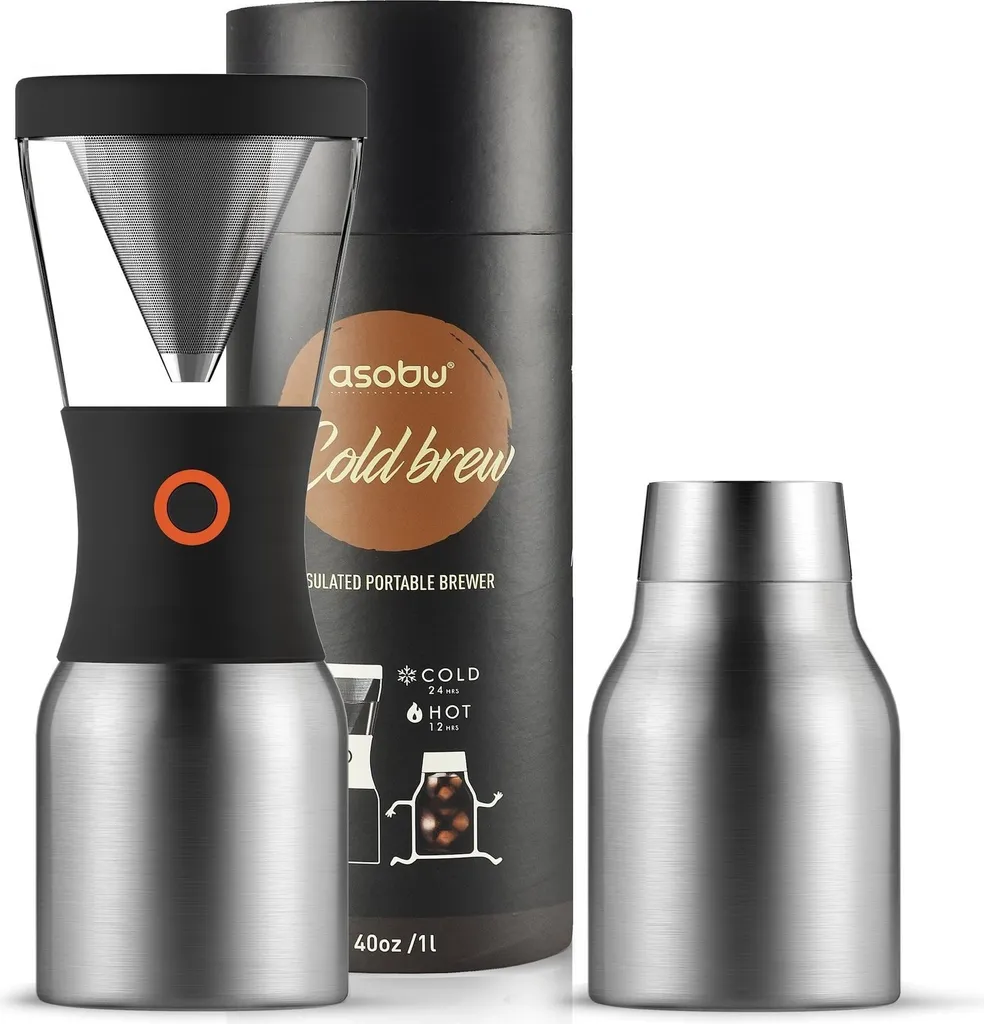 Asobu Cold Brew Kaffeezubereiter 1 Liter Silber 1 Asobu Cold Brew Kaffeezubereiter 1 Liter Silber