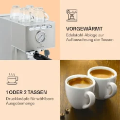 Klarstein Pausa Espressomaker, Siebträgermaschine Mit 1350 Watt, Espressomaschine 20 Bar Druck, Siebträger Kaffeemaschine Mit Wassertank: 1,4 Liter Edelstahl ,silber -De’Longhi Verkaufsgeschäft c1b76e2b5dd65ce5be5bc24b831d2db3