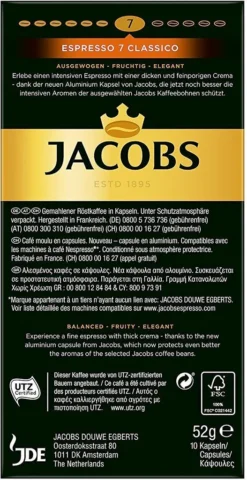 JACOBS Kapseln Espresso Classico 100 Nespresso Kompatible Kaffeekapseln -De’Longhi Verkaufsgeschäft c5d3a5645ae678674779cb40a9b709cb