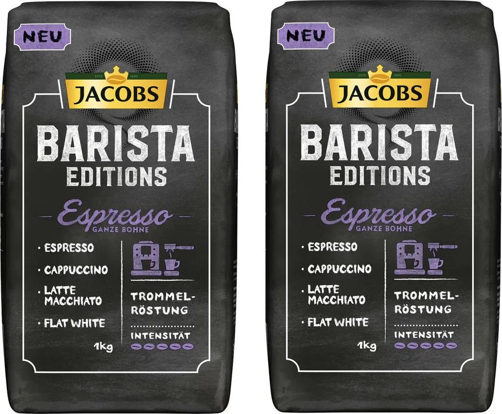 JACOBS Kaffeebohnen Barista Editions Espresso 2x1kg Ganze Bohne + Aluminium Dose Im Barista Design 3 JACOBS Kaffeebohnen Barista Editions Espresso 2x1kg Ganze Bohne + Aluminium Dose Im Barista Design – Bild 3