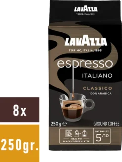 Lavazza Espresso Italiano Classico 8x250 G (gemahlener Kaffee) -De’Longhi Verkaufsgeschäft d5c74a54f873aadd021fe5bc35874b66