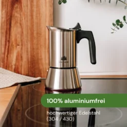 Espressokocher Edelstahl 2 Tassen I Mokkakanne Inkl. Ersatzdichtung I Mokkakocher (100 Ml Füllmenge -De’Longhi Verkaufsgeschäft e377afb533472fd699c60e61909ed0ee