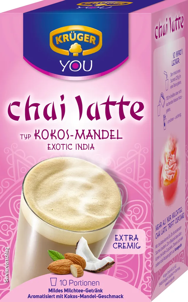 Krüger You Chai Latte Typ Kokos-Mandel Exotic India Extra Cremig | 10 Portionen 1 Krüger You Chai Latte Typ Kokos-Mandel Exotic India Extra Cremig | 10 Portionen