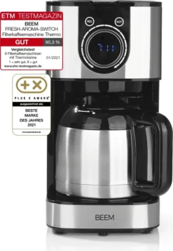 BEEM FRESH-AROMA-SWITCH Filterkaffeemaschine - Thermo Edelstahl 1 L Thermoskanne Bedienrad 24h-Timer 800 W Für 4-8 Tassen Kaffeemaschine Timer 26 BEEM FRESH-AROMA-SWITCH Filterkaffeemaschine - Thermo Edelstahl 1 L Thermoskanne Bedienrad 24h-Timer 800 W Für 4-8 Tassen Kaffeemaschine Timer -De’Longhi Verkaufsgeschäft e8f5ed38f21a1145dd5ffb5db57759d6