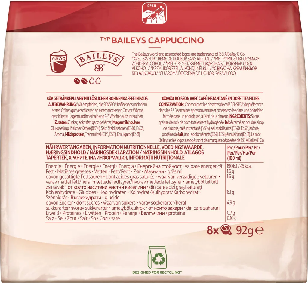 SENSEO Cappuccino Baileys Pads Sahnelikörgeschmack 10er Pack - 10 X 8 Getränke 5 SENSEO Cappuccino Baileys Pads Sahnelikörgeschmack 10er Pack - 10 X 8 Getränke – Bild 5